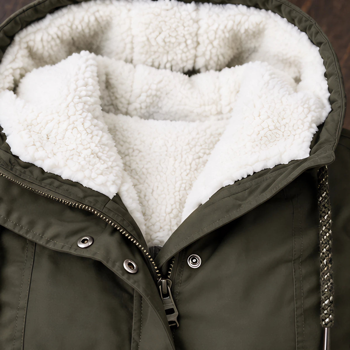 Delaney Women's Sherpa Lined Parka - Army Green - relisted - Hendlys - Image 4