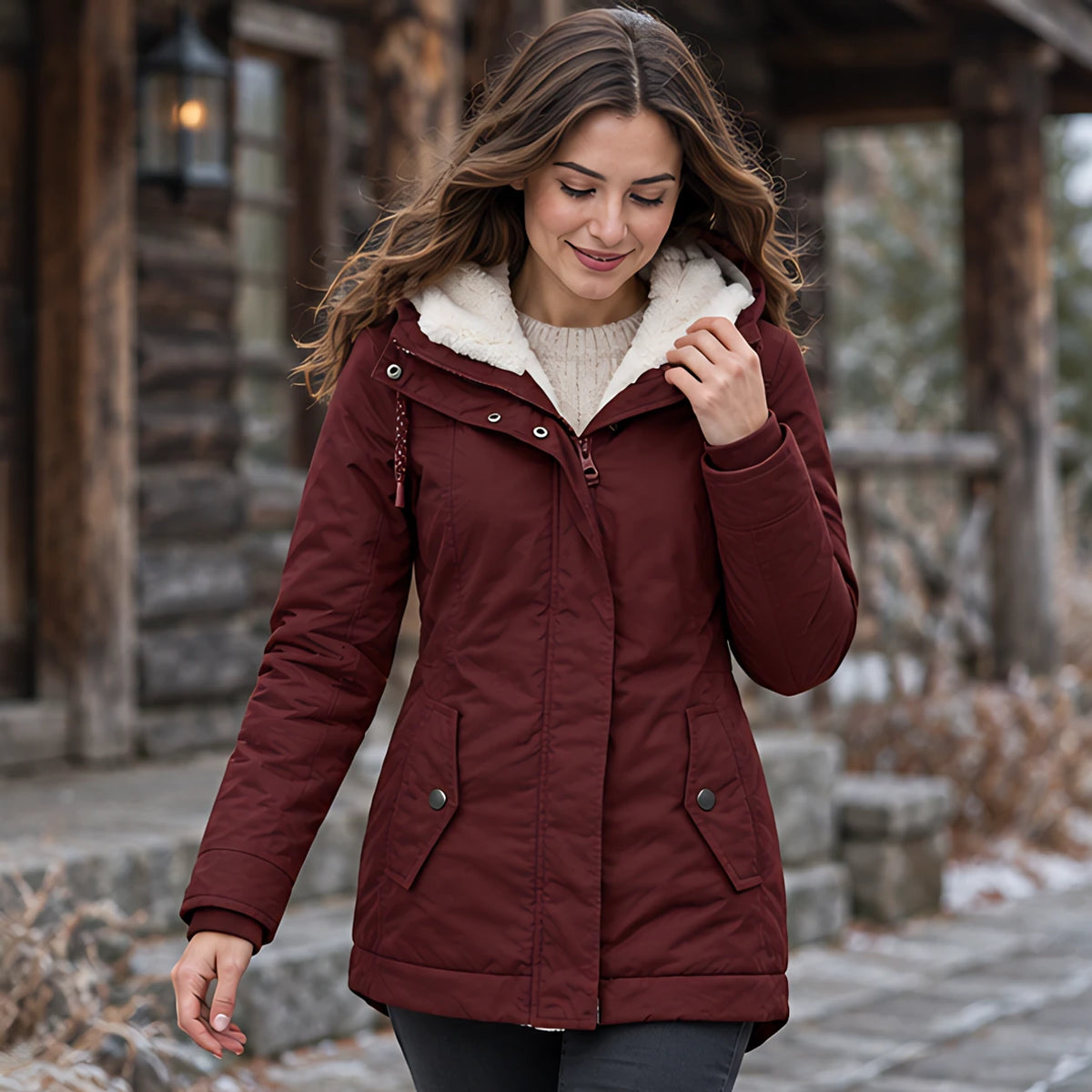 Delaney Women's Sherpa Lined Parka - Red - 23 sept - Hendlys - Image 2