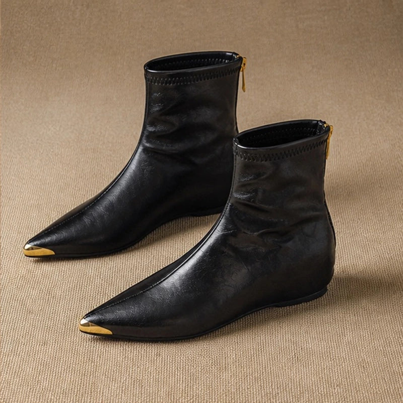Dolcetta Leather Pointed-Toe Ankle Boots - Black - Women's Boots - Hendlys - Image 2