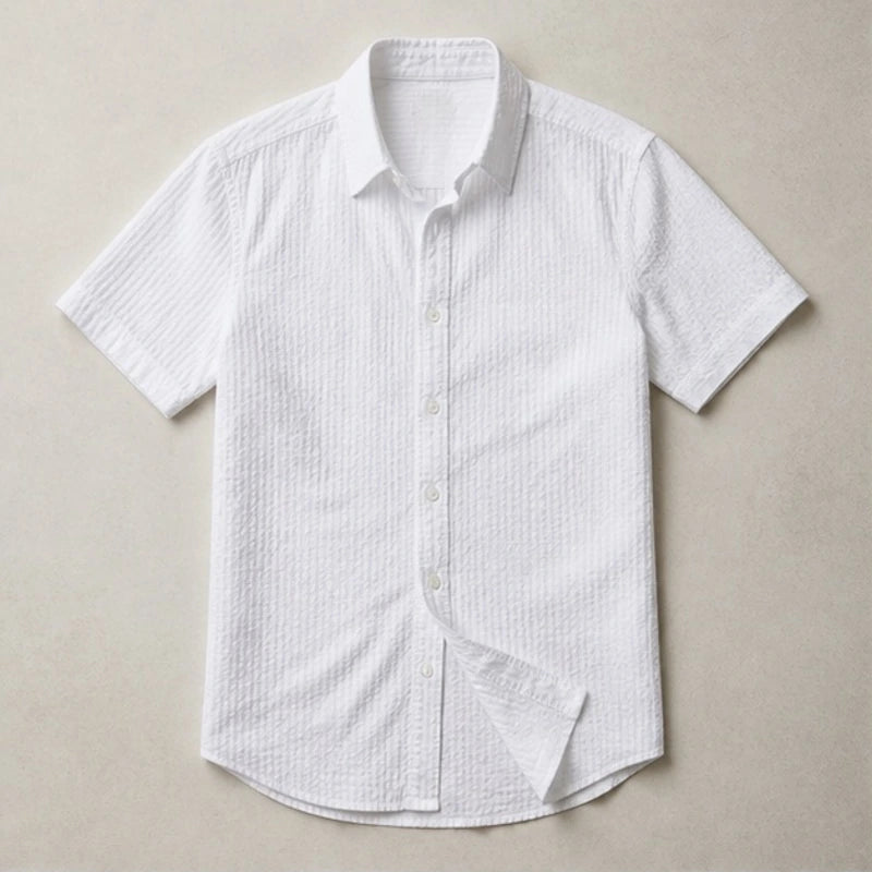 Draxen Striped Short Sleeve Shirt - White - striped shirt - Hendlys - Image 3