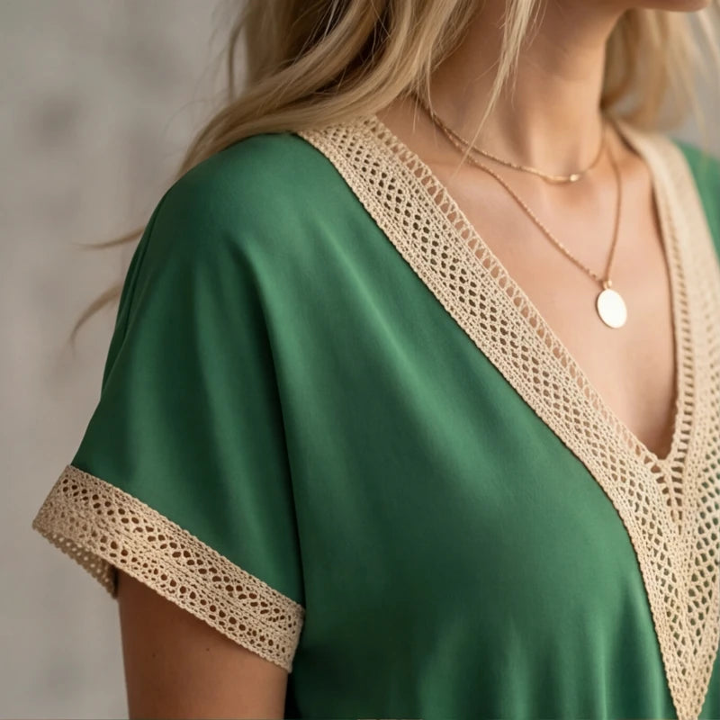 Comporta Lace Midi Dress - Green - lace dress - Hendlys - Image 3