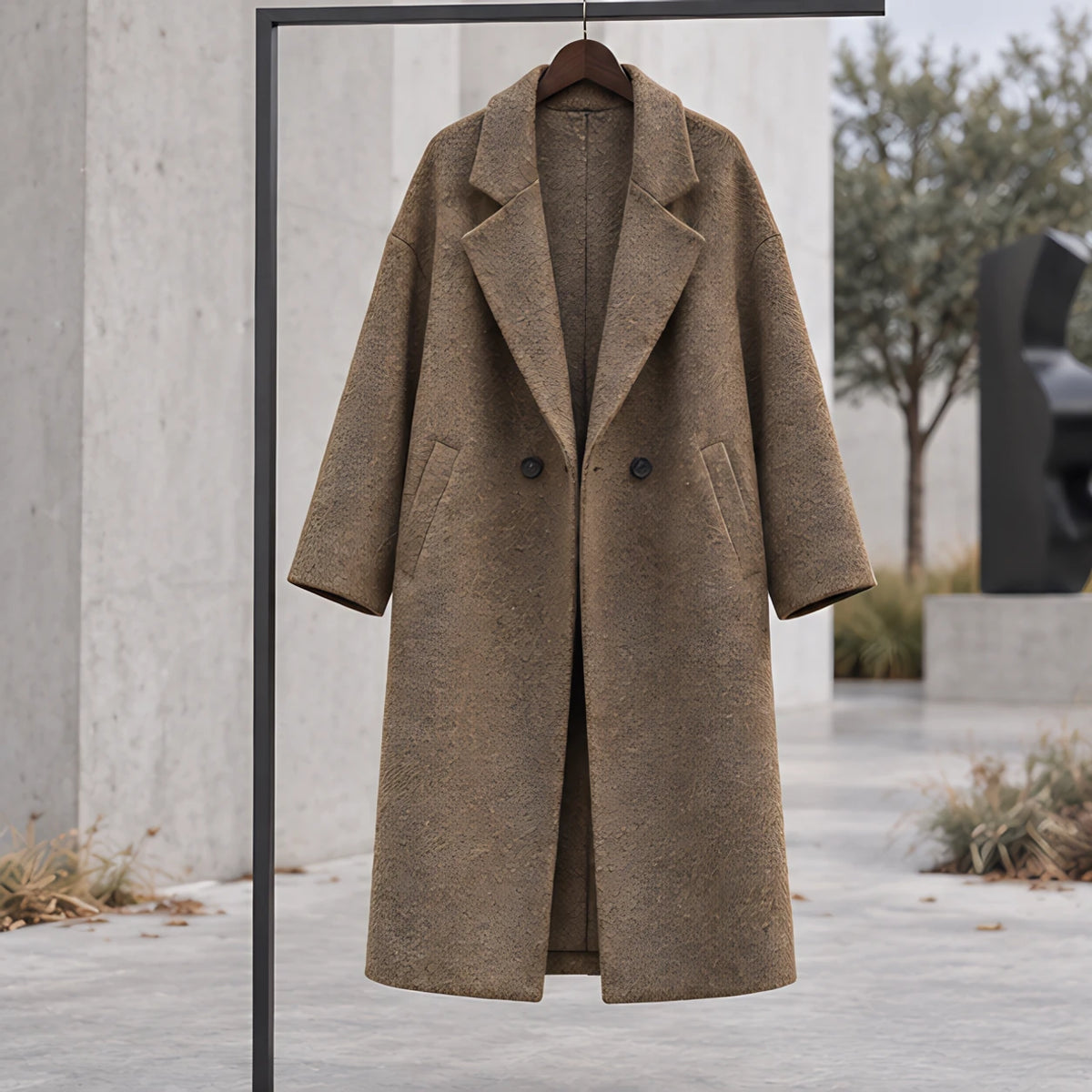 Eliane Women's Longline Wool-Blend Coat - Brown - female - Hendlys - Image 3