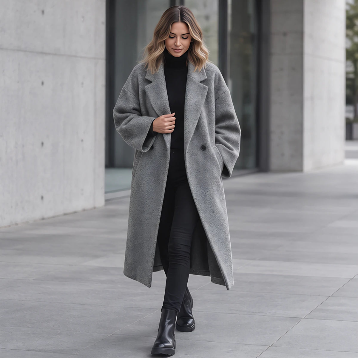 Eliane Women's Longline Wool-Blend Coat - Gray - Women > Jackets & Coats - Hendlys - Image 2