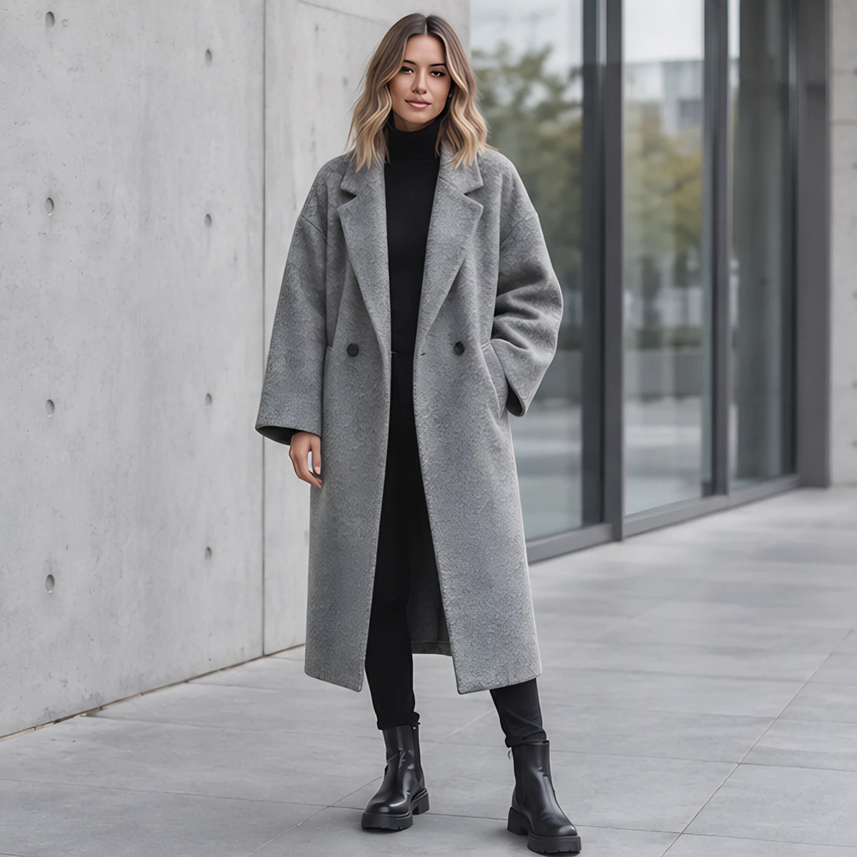 Eliane Women's Longline Wool-Blend Coat - Gray - Women's Clothing > Outerwear > Coats - Hendlys - Image 1