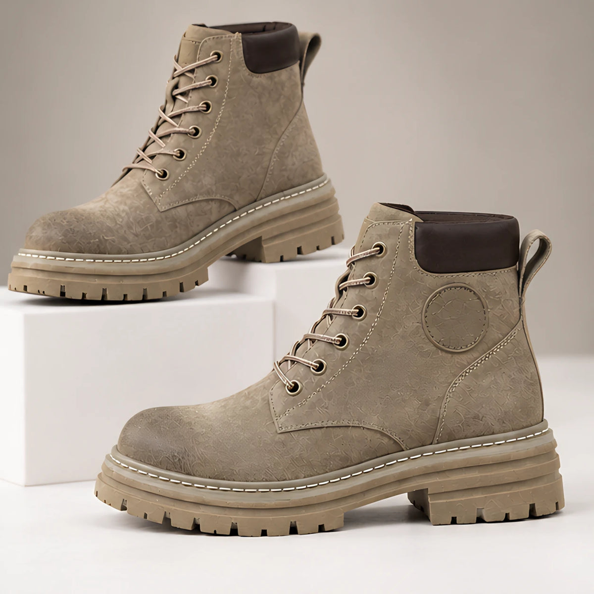 Elin Women's Lug-Sole Lace-Up Boots - Khaki - Catalog Group: Footwear - Hendlys - Image 2