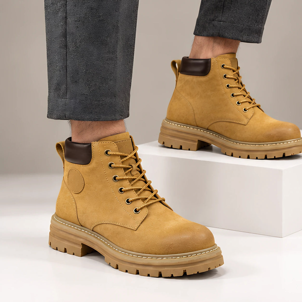 Elin Women's Lug-Sole Lace-Up Boots - Tan - Department: Women - Hendlys - Image 3
