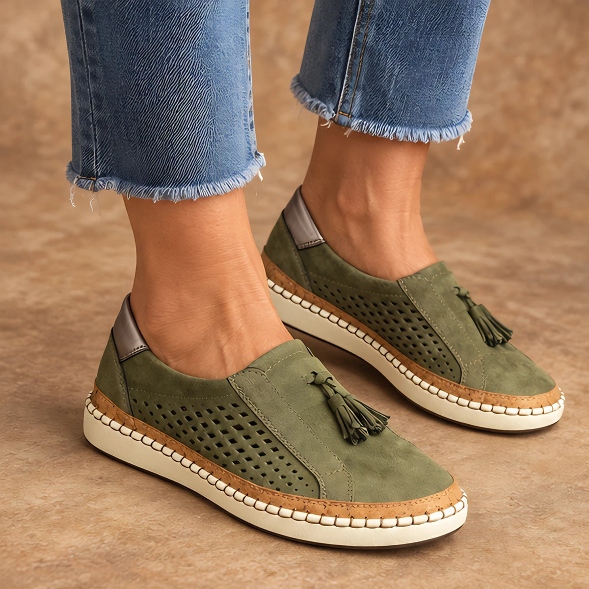 Elowen Women's Orthopedic Slip-On Shoes - Green - Footwear > Orthopedic Slip-On Shoes - Hendlys - Image 1