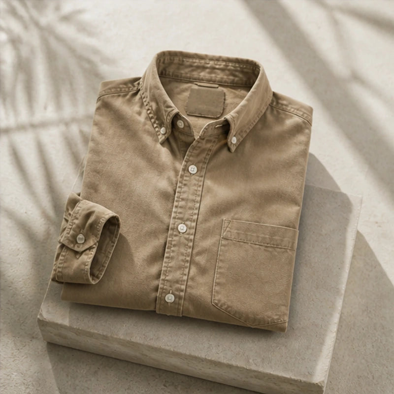 Henderson Cotton Oxford Shirt - Brown - cotton shirt - Hendlys - Image 4
