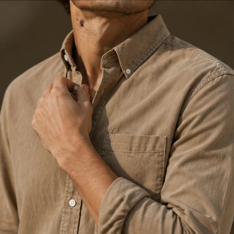 Henderson Cotton Oxford Shirt - Brown - casual wear - Hendlys - Image 7