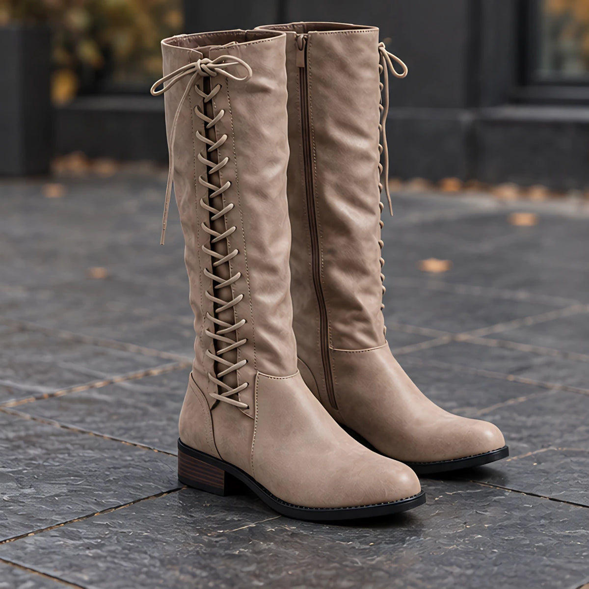 Eugenia Women's Lace-Up Knee-High Riding Boots - Mink - female - Hendlys - Image 3