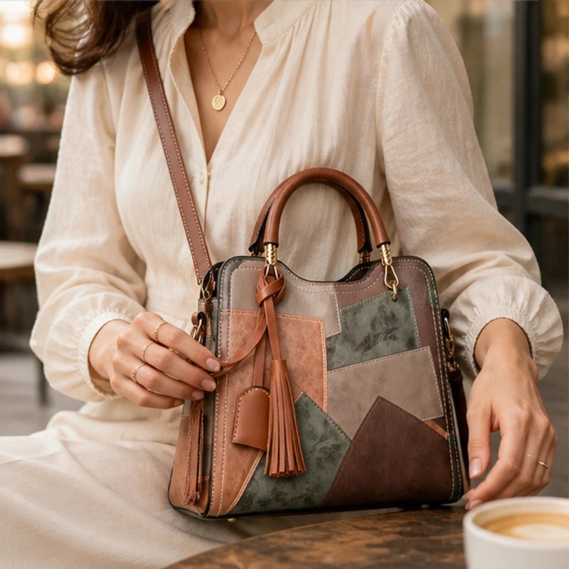 Evelisse Panelled Structured Top-Handle Handbag - Thistle - female - Hendlys - Image 3