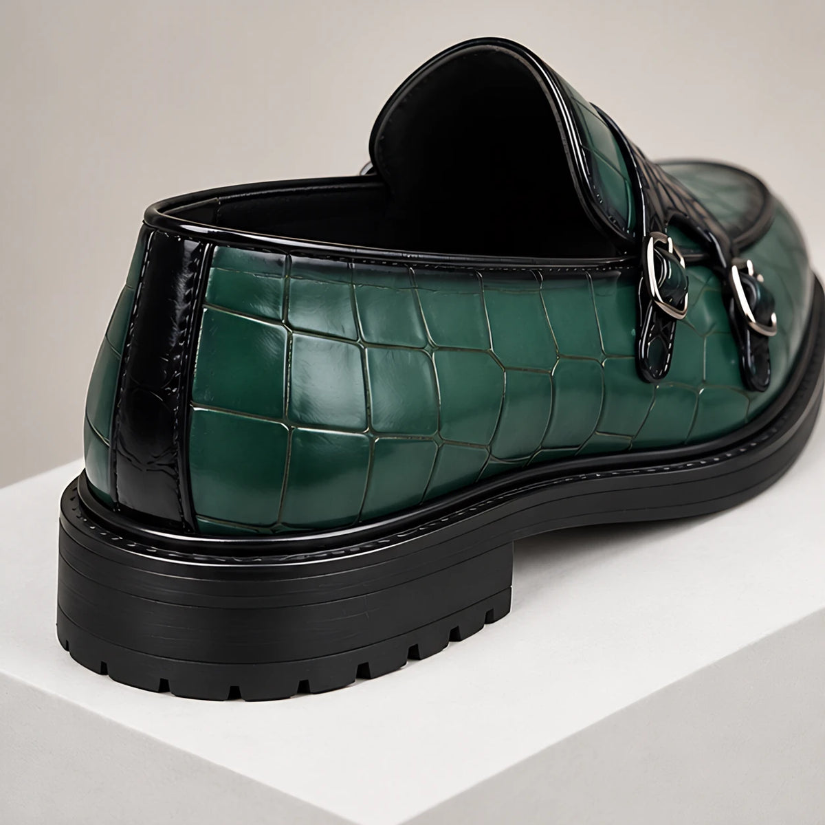 Ferrano Men's Croc-Embossed Double Monk Loafers - Pine Green - male - Hendlys - Image 4