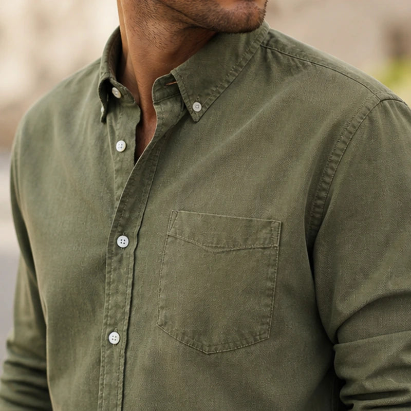 Henderson Cotton Oxford Shirt - Green - casual wear - Hendlys - Image 7