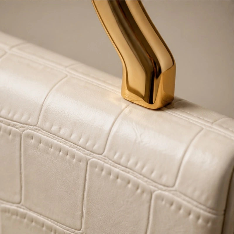 Florence Structured Croc-Embossed Leather Clutch - White - clutch bag - Hendlys - Image 3