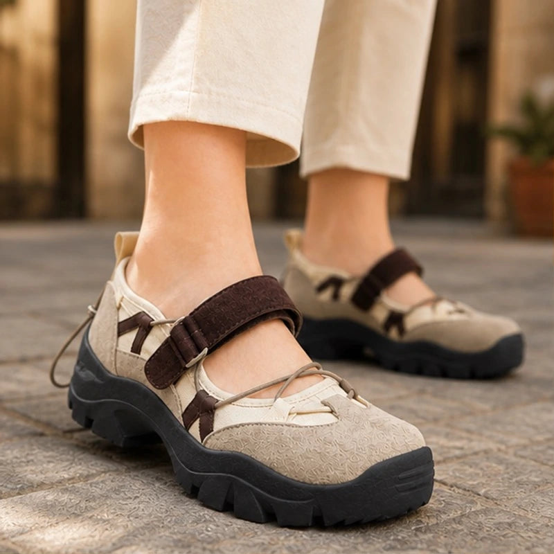 Florine Chunky Mary Janes - Beige - Women's Footwear > Mary Jane Sneakers - Hendlys - Image 1