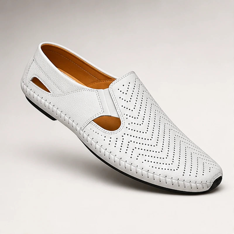 Lido Coastal Leather Sandal - White - Sandals - Hendlys - Image 1