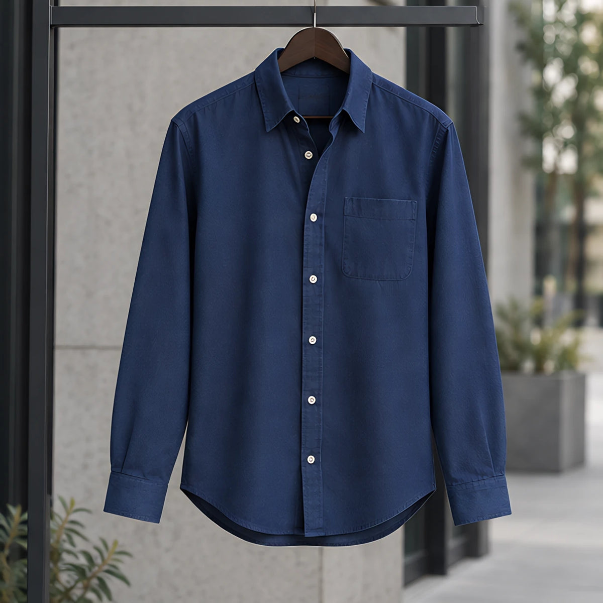 Greystone Men's Long Sleeve Cotton Chambray Shirt - Navy Blue - Catalog Group: Clothing - Hendlys - Image 2