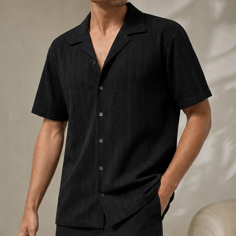 Havana Cuban Collar Shirt - Black - cuban collar shirt - Hendlys - Image 3