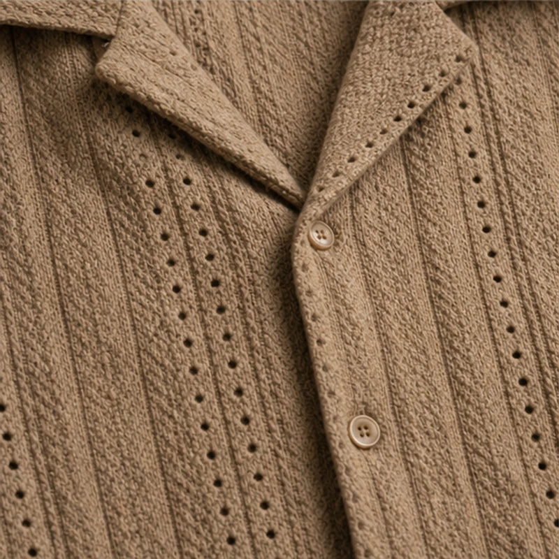 Havana Cuban Collar Shirt - Brown - jacquard shirt - Hendlys - Image 5