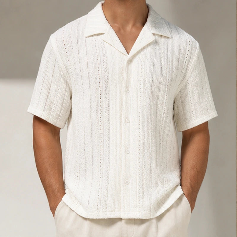 Havana Cuban Collar Shirt - White - Shirt - Hendlys - Image 1