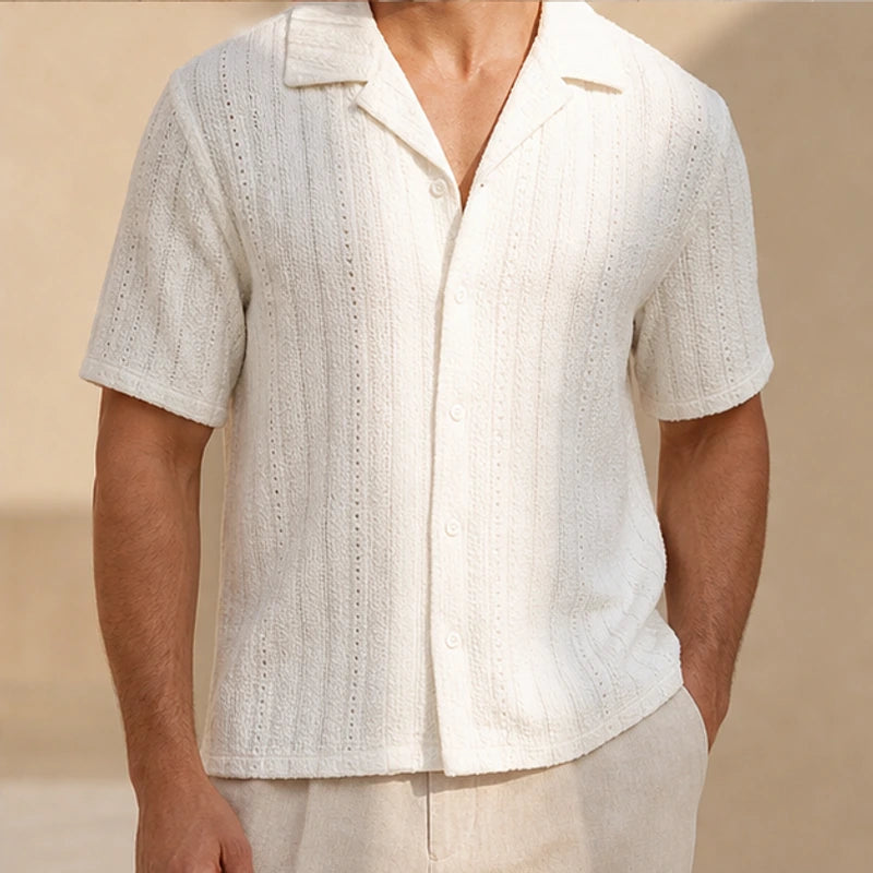 Havana Cuban Collar Shirt - White - camp collar - Hendlys - Image 4