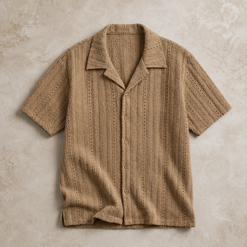 Havana Cuban Collar Shirt - Brown - mens shirt - Hendlys - Image 2