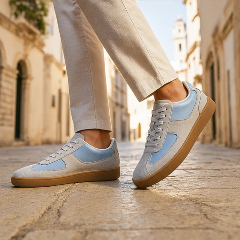 Hendrick Leather Sneakers - Gray Blue - men's sneakers - Hendlys - Image 2