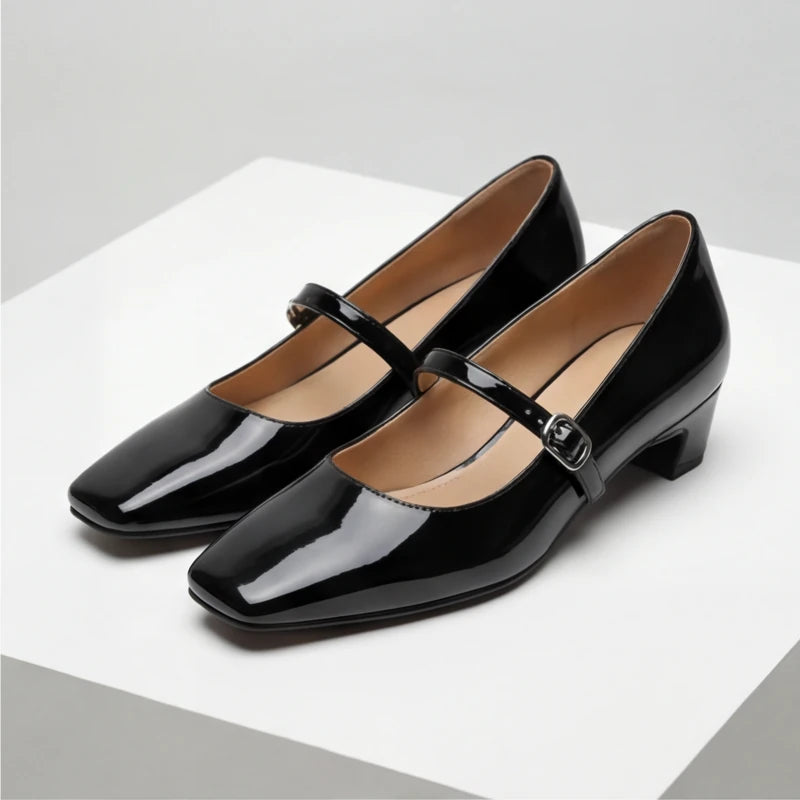 Helena Genuine Leather Heels - Black - women's heels - Hendlys - Image 2