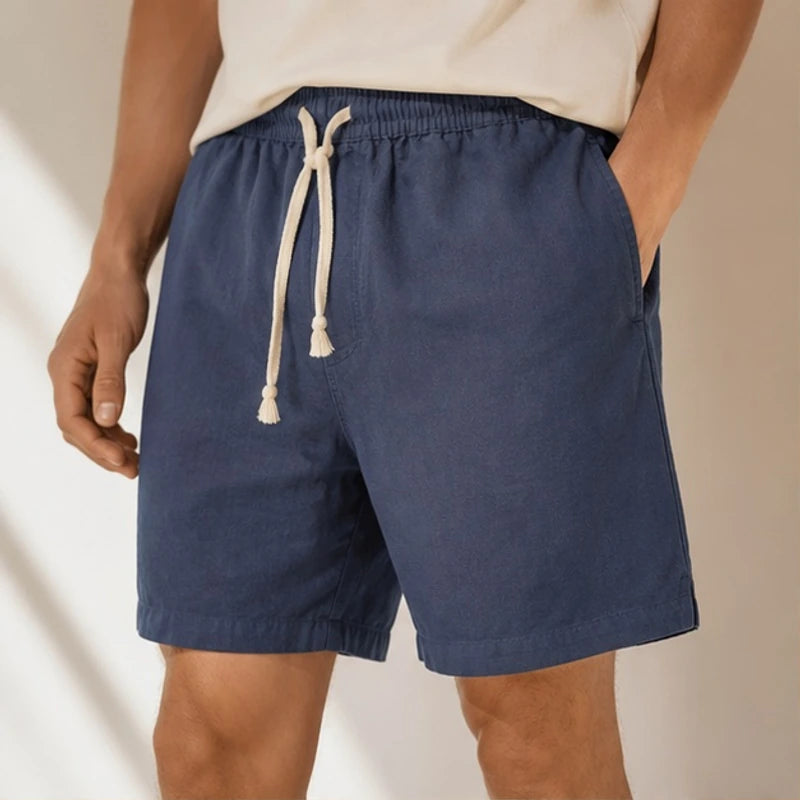Herington Linen Short - Blue - mens shorts - Hendlys - Image 2