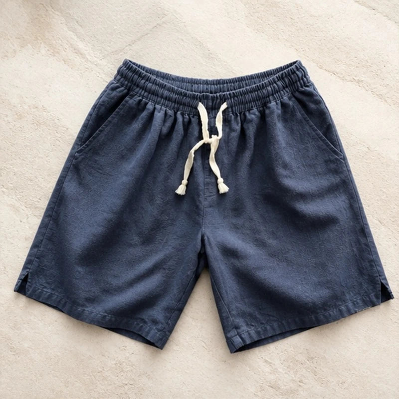 Herington Linen Short - Blue - Shorts - Hendlys - Image 1