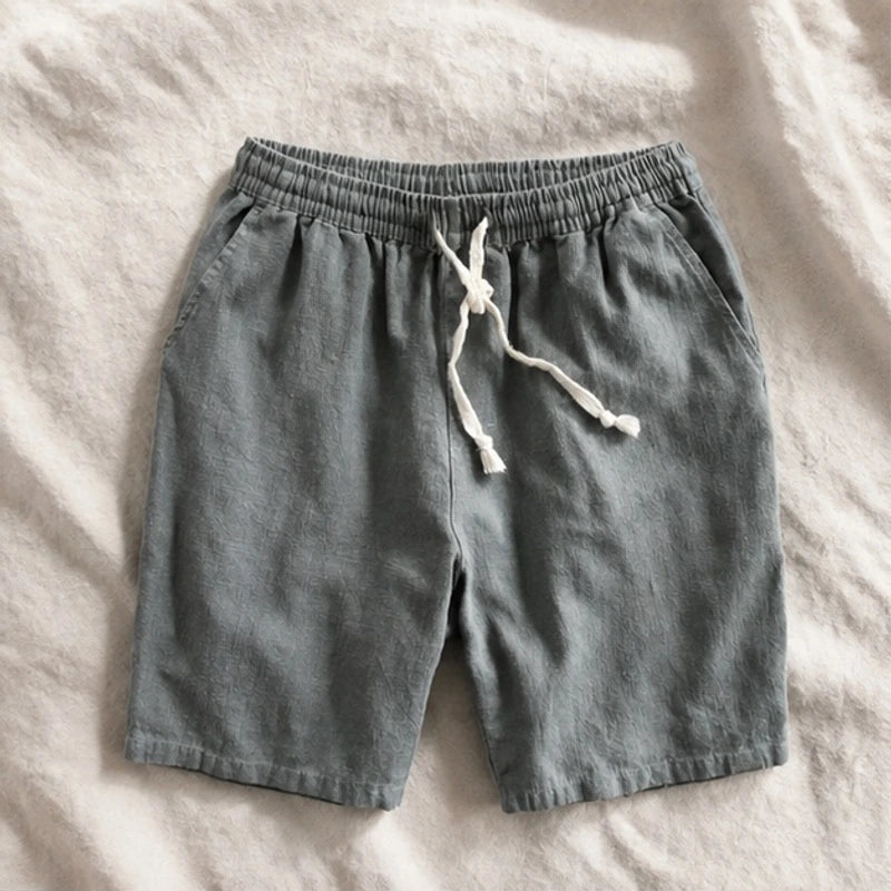 Herington Linen Short - Slate - Shorts - Hendlys - Image 1