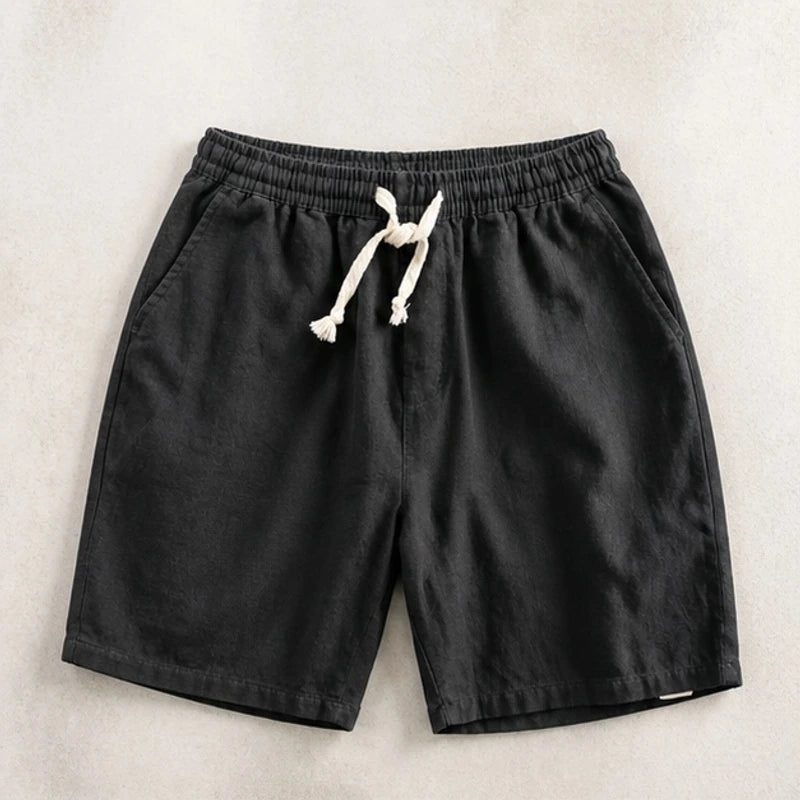Herington Linen Short - Black - Shorts - Hendlys - Image 1