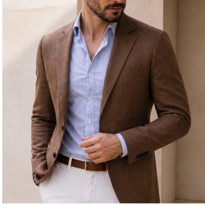 Huxley Tailored Knit Blazer - Brown - Men's Clothing > Blazers > Knit Blazers - Hendlys - Image 1