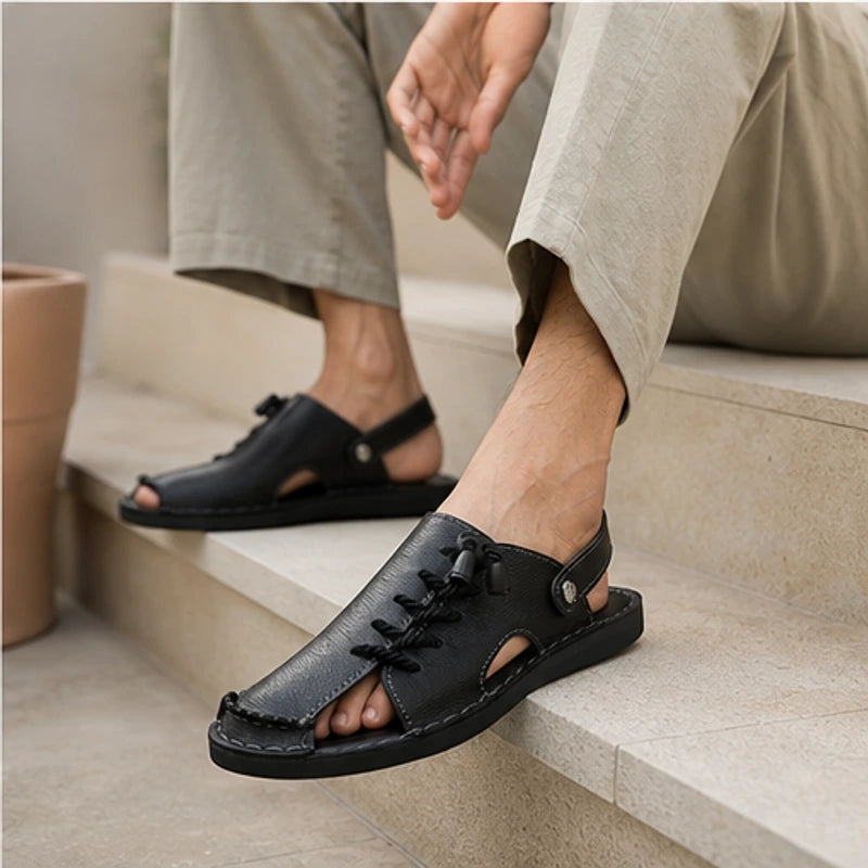 Trailhaven Full-Grain Leather Sandal - Black - full-grain leather - Hendlys - Image 4