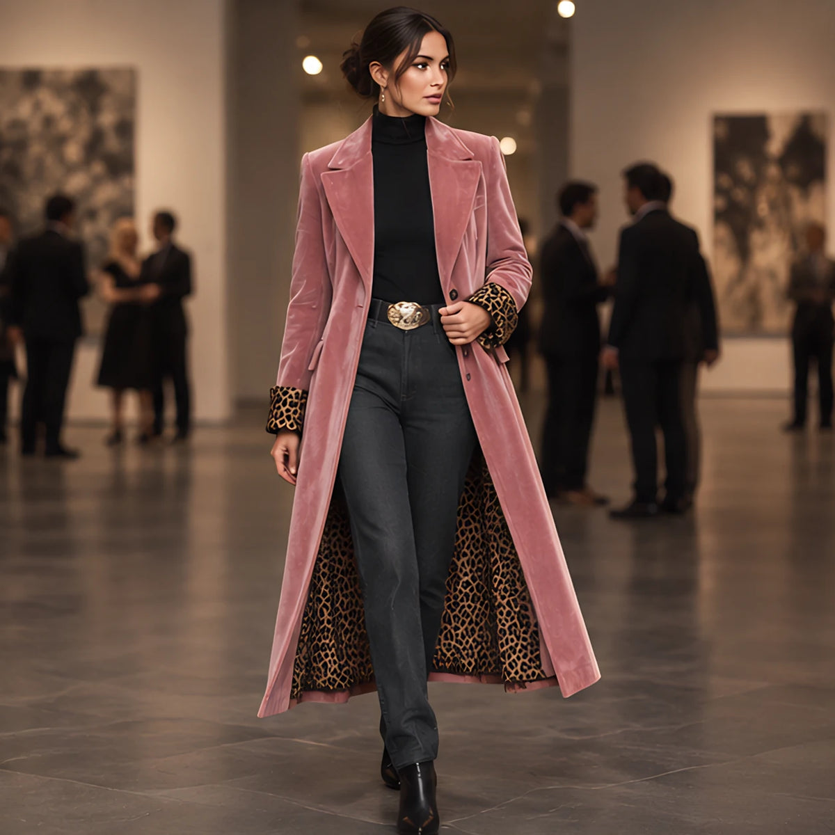 Iridessa Women's Single-Breasted Floor-Length Velvet Duster Coat - Pink - 23 sept - Hendlys - Image 2
