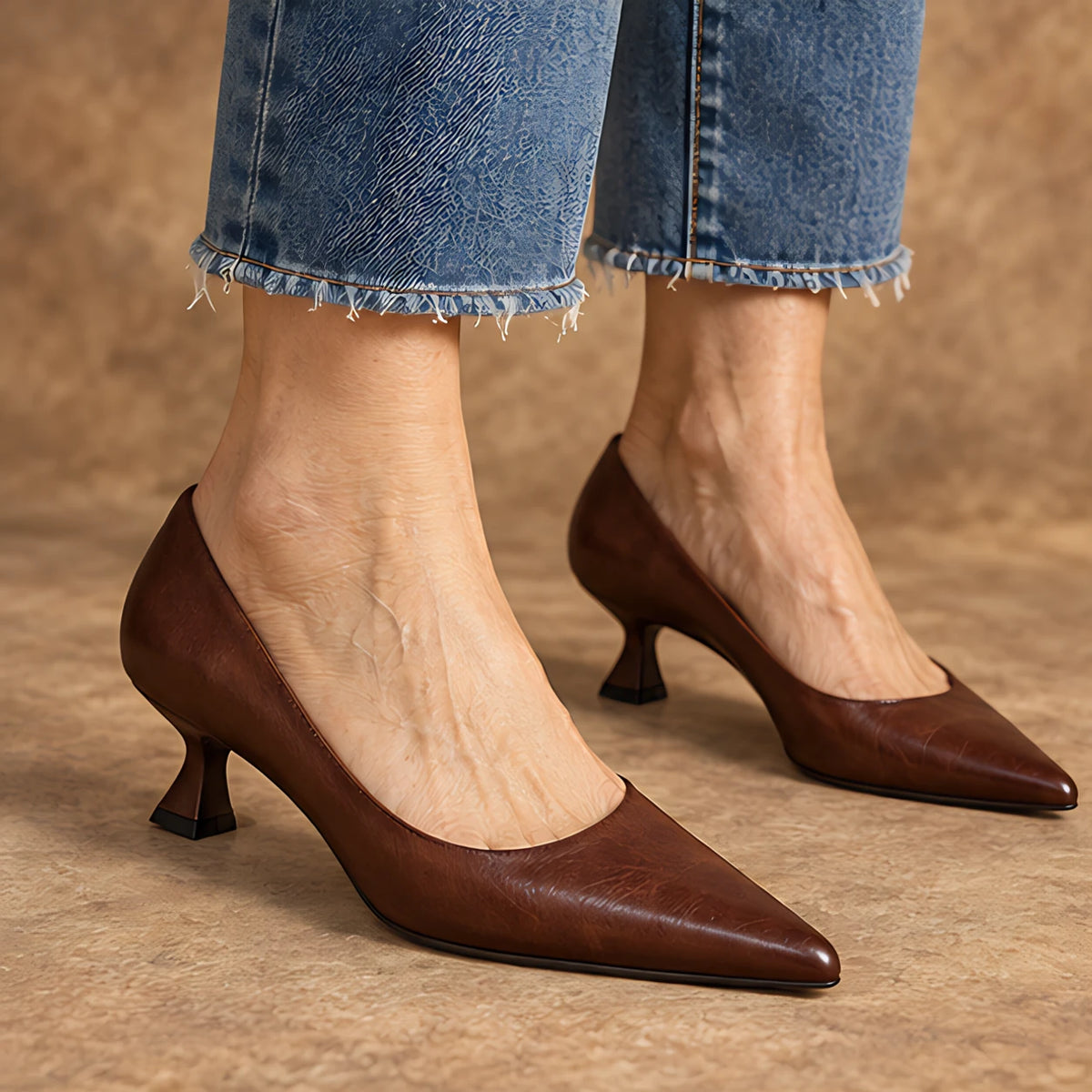 Isabeau Women's Orthopedic Pointed-Toe Pumps - Brown - Women's Footwear > Heels > Pointed-Toe Pumps - Hendlys - Image 1