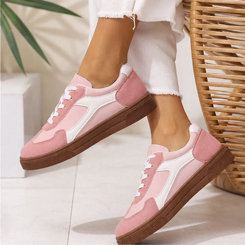 Isla Colorblock Low-Top Sneaker - Pastel Pink - suede upper - Hendlys - Image 6