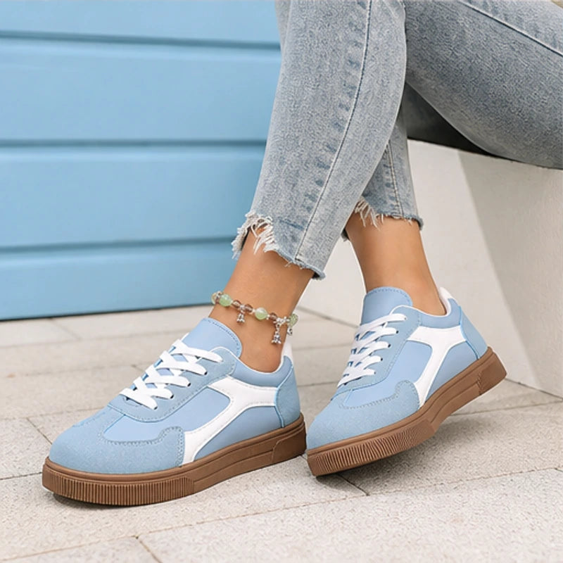 Isla Colorblock Low-Top Sneaker - Powder Blue - gum sole - Hendlys - Image 7