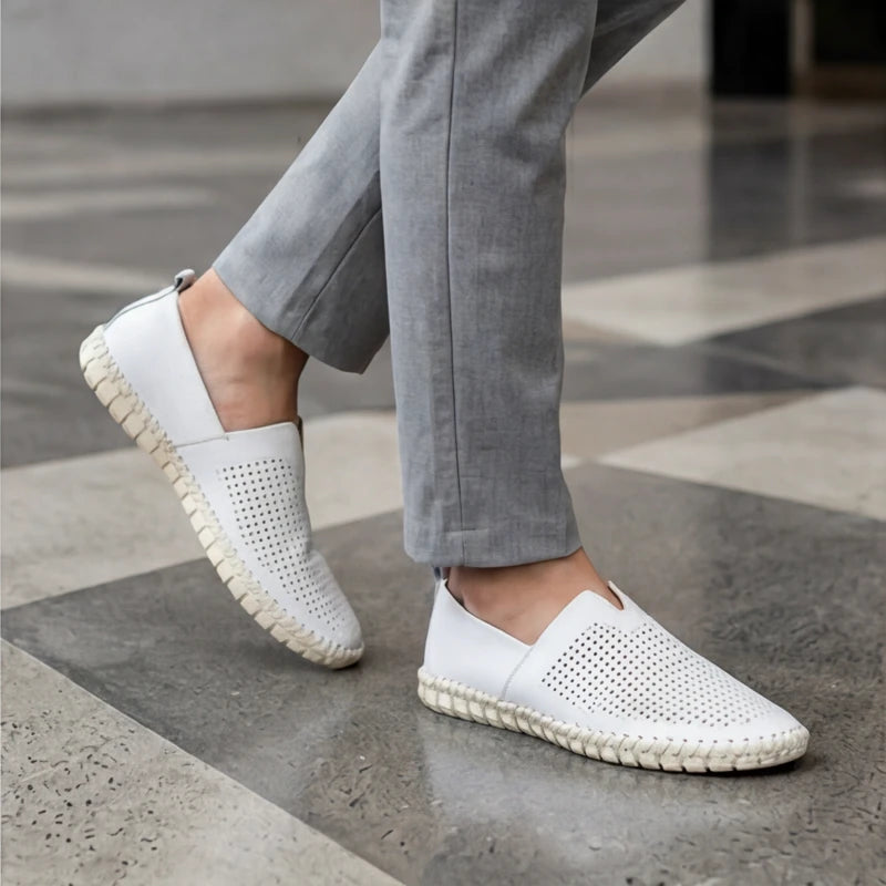 Sartoria Italia Loafers - White - hand-stitched - Hendlys - Image 5