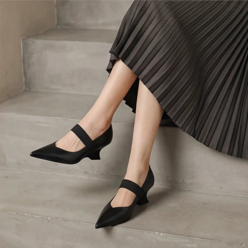 Marla Genuine Leather Heels - Black - comfortable heels - Hendlys - Image 8