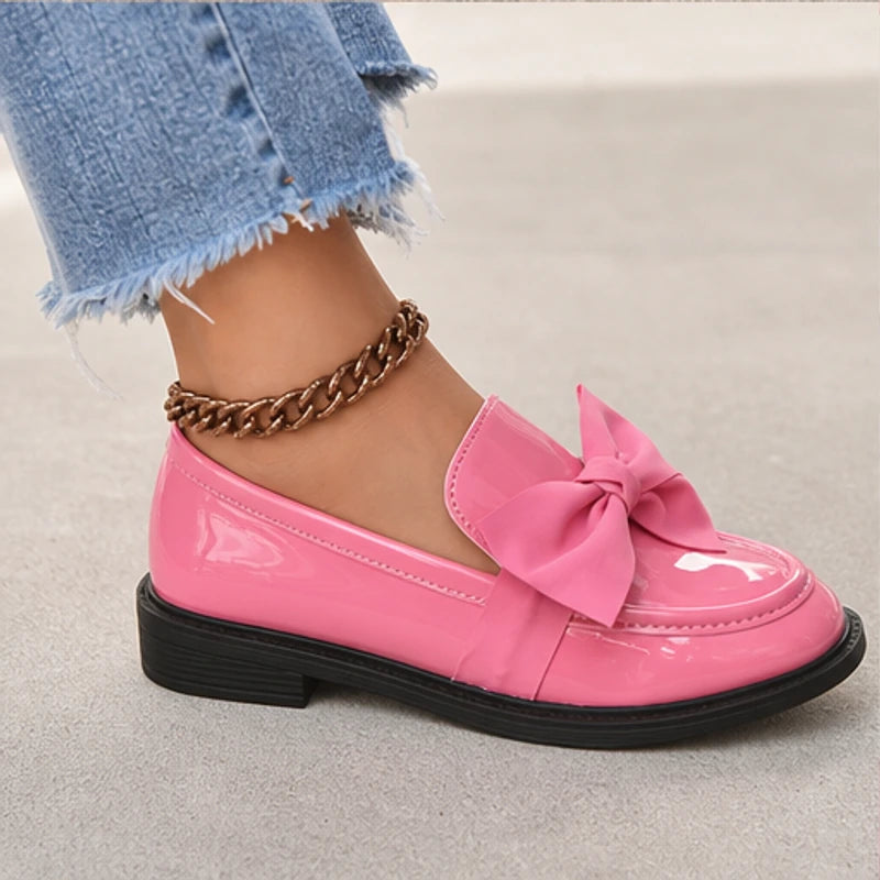 Jolie Patent Bow Loafer - Pink - preppy style - Hendlys - Image 7