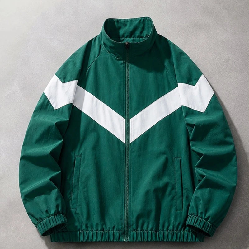 Jorren Retro Chevron Windbreaker Jacket - Green - outerwear - Hendlys - Image 4