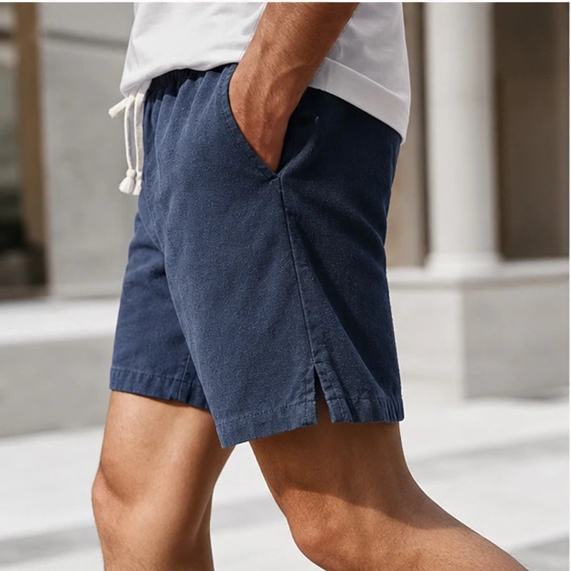 Kaito Drawstring Shorts - Navy Blue - linen blend - Hendlys - Image 5