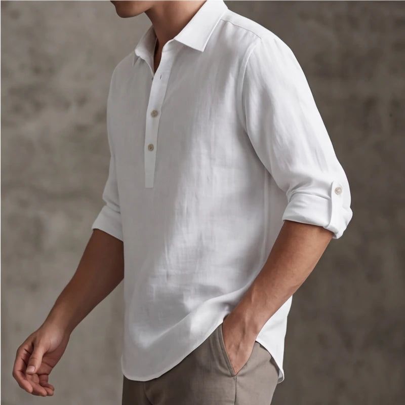 Porto Henley Shirt - White - men's shirt - Hendlys - Image 2
