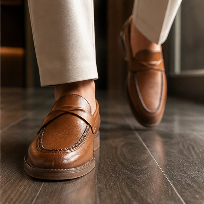 Bellagio Leather Driving Loafer - Brown - italian leather - Hendlys - Image 4