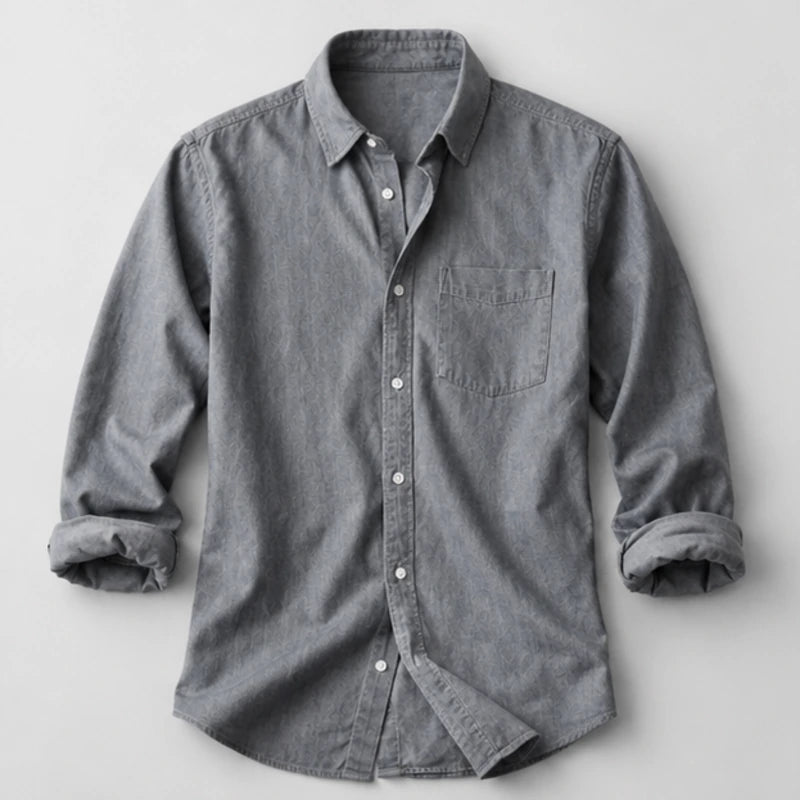 Henderson Cotton Oxford Shirt - Gray - Shirt - Hendlys - Image 1