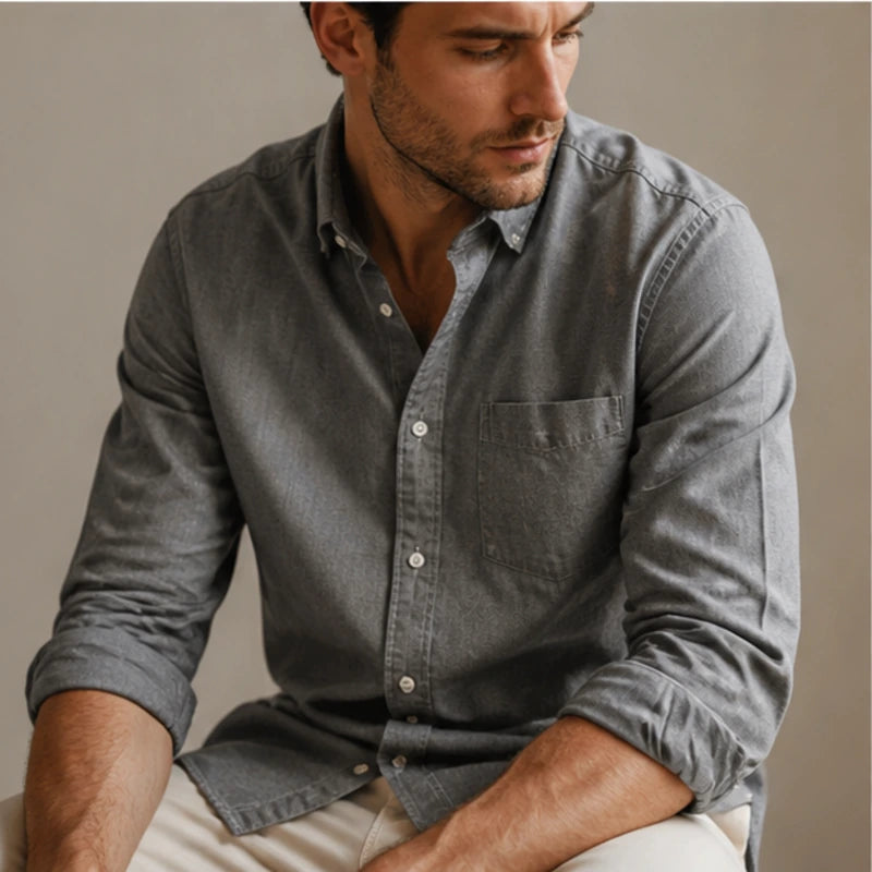 Henderson Cotton Oxford Shirt - Gray - casual wear - Hendlys - Image 7