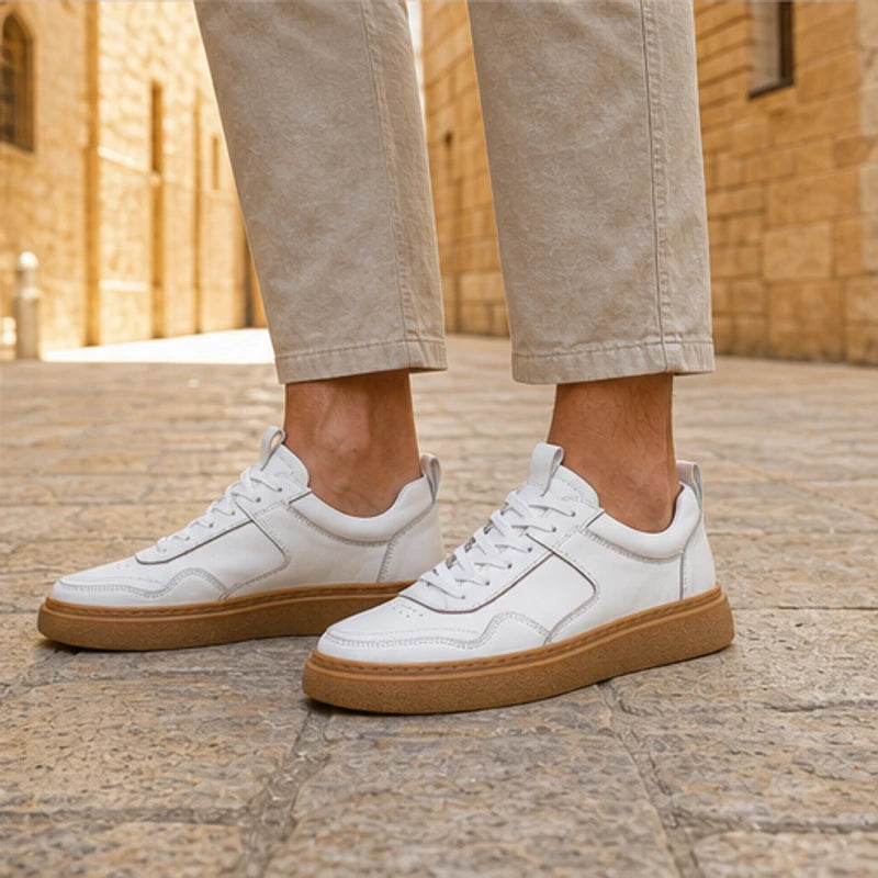 Lehman Leather Sneakers - White - everyday sneakers - Hendlys - Image 5