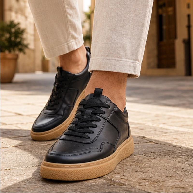Lehman Leather Sneakers - Black - color block sneakers - Hendlys - Image 3