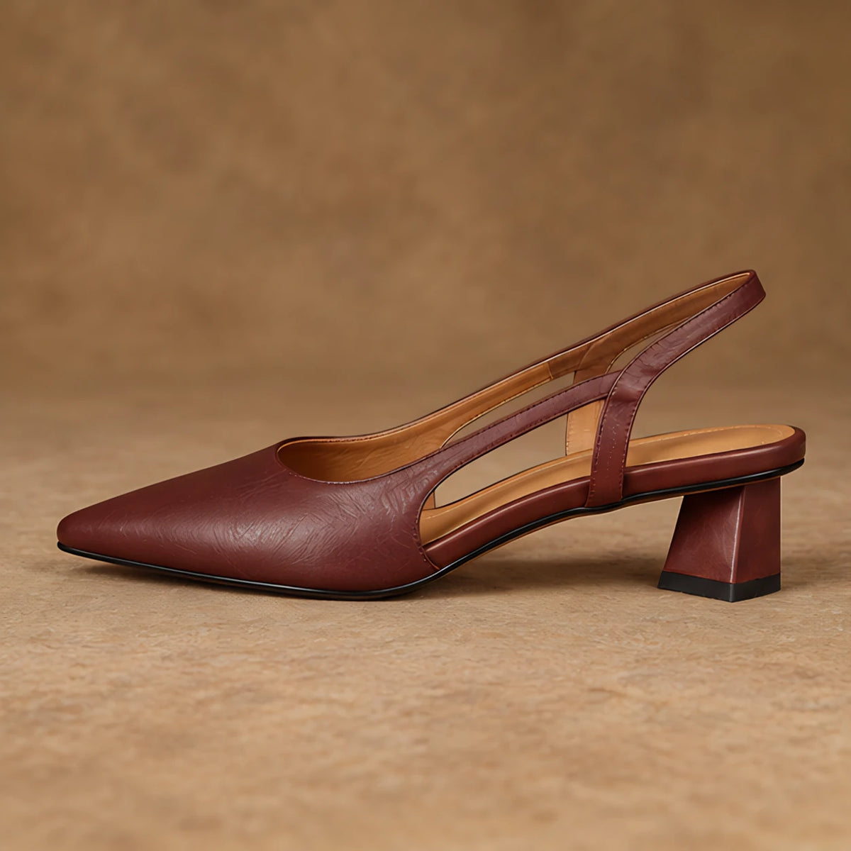 Leonette Women's Low Block-Heel Slingback Pumps - Brown - Shoes - Hendlys - Image 3
